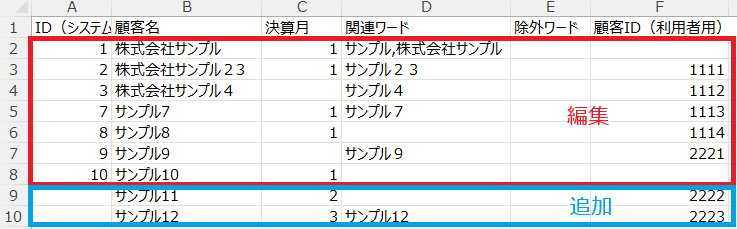 一括追加・編集